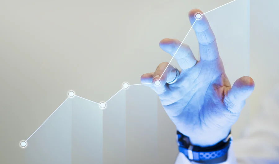 Gráfico ascendente representando a evolução dos indicadores do e-commerce