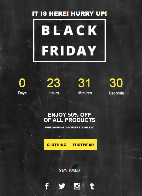 7 Campanhas de E-mail para Black Friday - Contagem regressiva para o Black Friday